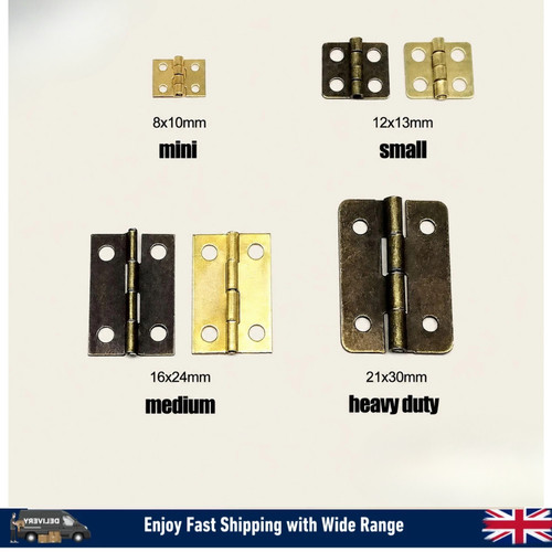 12x mini antique brass hinges - mini,