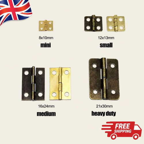 12x mini antique brass hinges - mini,