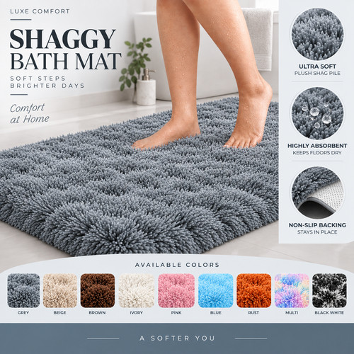 Non slip bath mat - slip, large